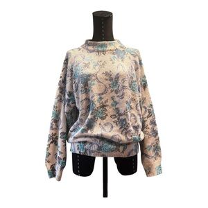 Vintage Floral Silk Angora Lambs Wool Sweater